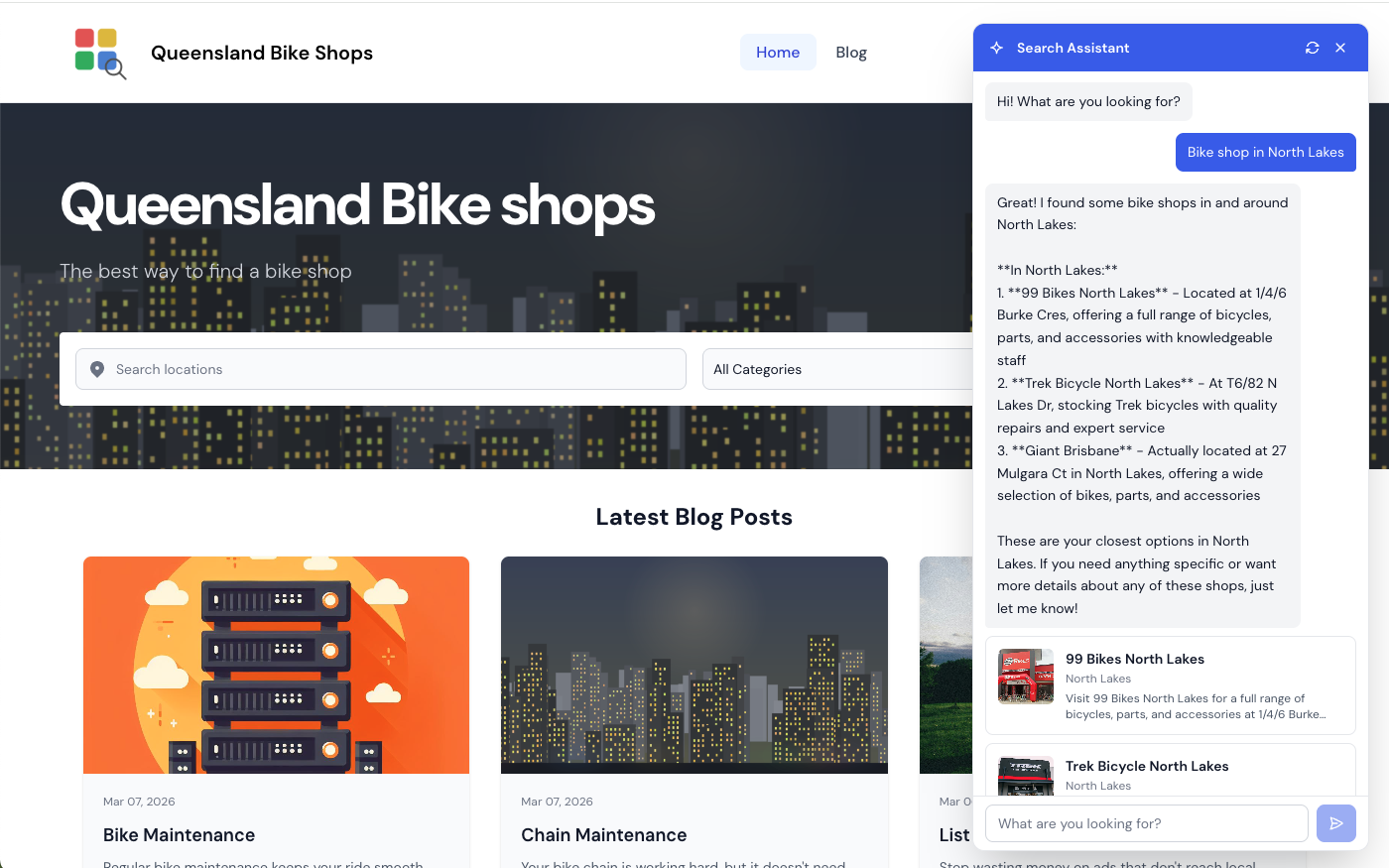 AI-powered search with chat assistant